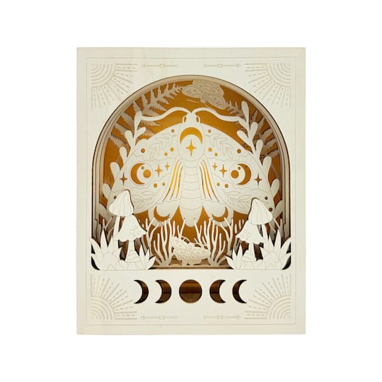 8.75" Celestial Moth Shadow Box DIY LED Wood Décor by Make Market®